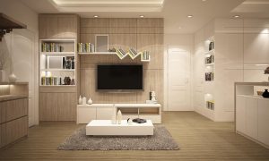 HOME Moderne woonkamer met strakke lijnen, neutrale kleuren, zachte texturen en persoonlijke decoratie voor rust en gezelligheid