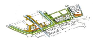 Landschapsarchitectuur in Amersfoort met fietspaden, groene zones en voetgangersroutes voor duurzame mobiliteit en leefkwalit