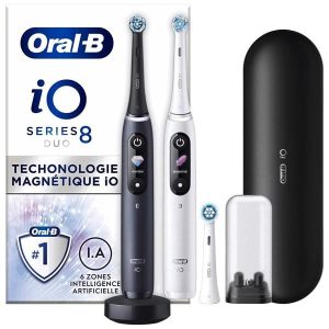 HOME Oral-B iO8 duo pack zwarte en witte elektrische tandenborstels met geavanceerde technologie voor effectieve tandreiniging